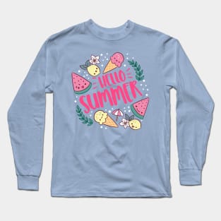 Hello summer a cute and fun summer time design Long Sleeve T-Shirt